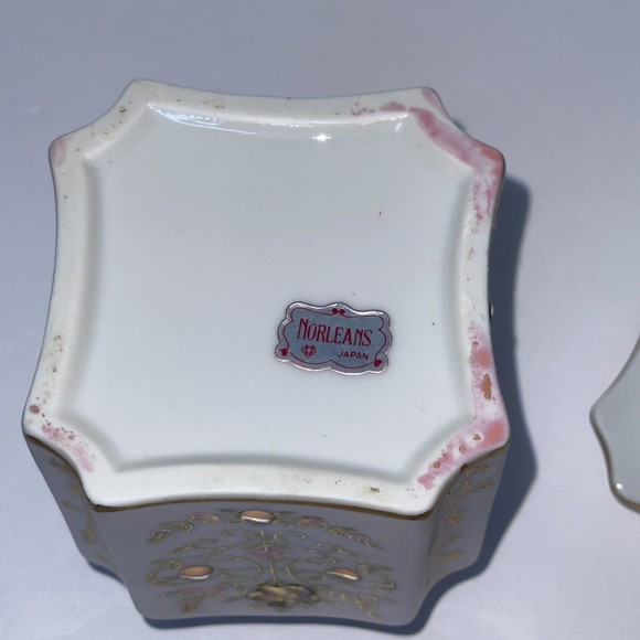 Norleans Japan Pink Porcelain Vanity Perfume Texture Bottle Hand Painted Floral - Picture 8 of 12